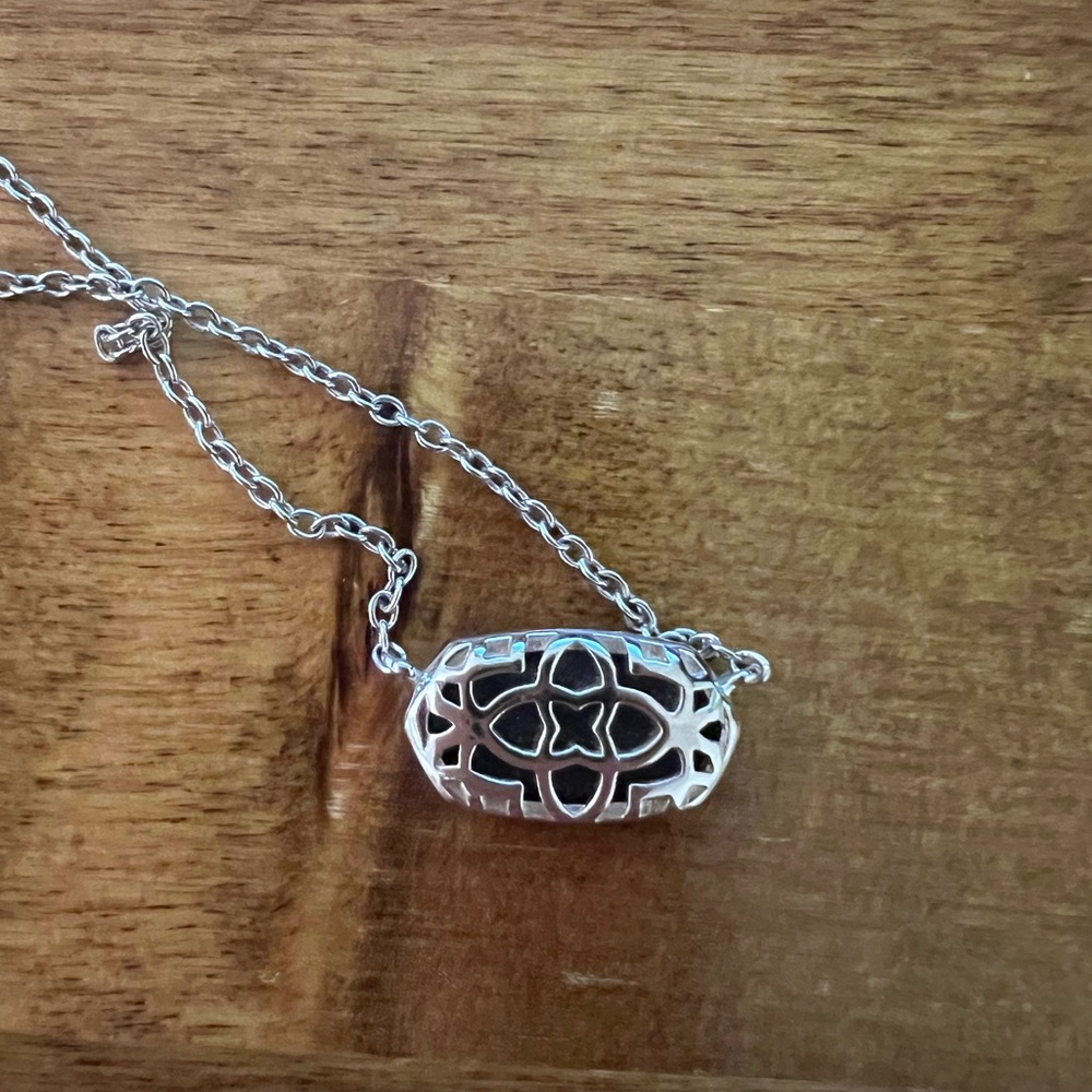 Kendra Scott Silver and Black Pendant Necklace - Picture 3 of 6